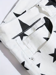 Men's Star Pattern Denim Shorts - Casual Street Style