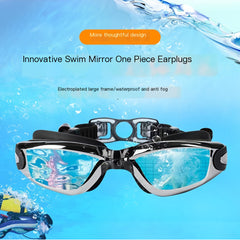 Adult Waterproof Anti-Fog Swimming Goggles with Silicone Cap