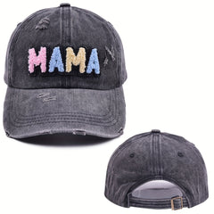 MAMA Patch Ripped Baseball Cap Distressed Dad Hat