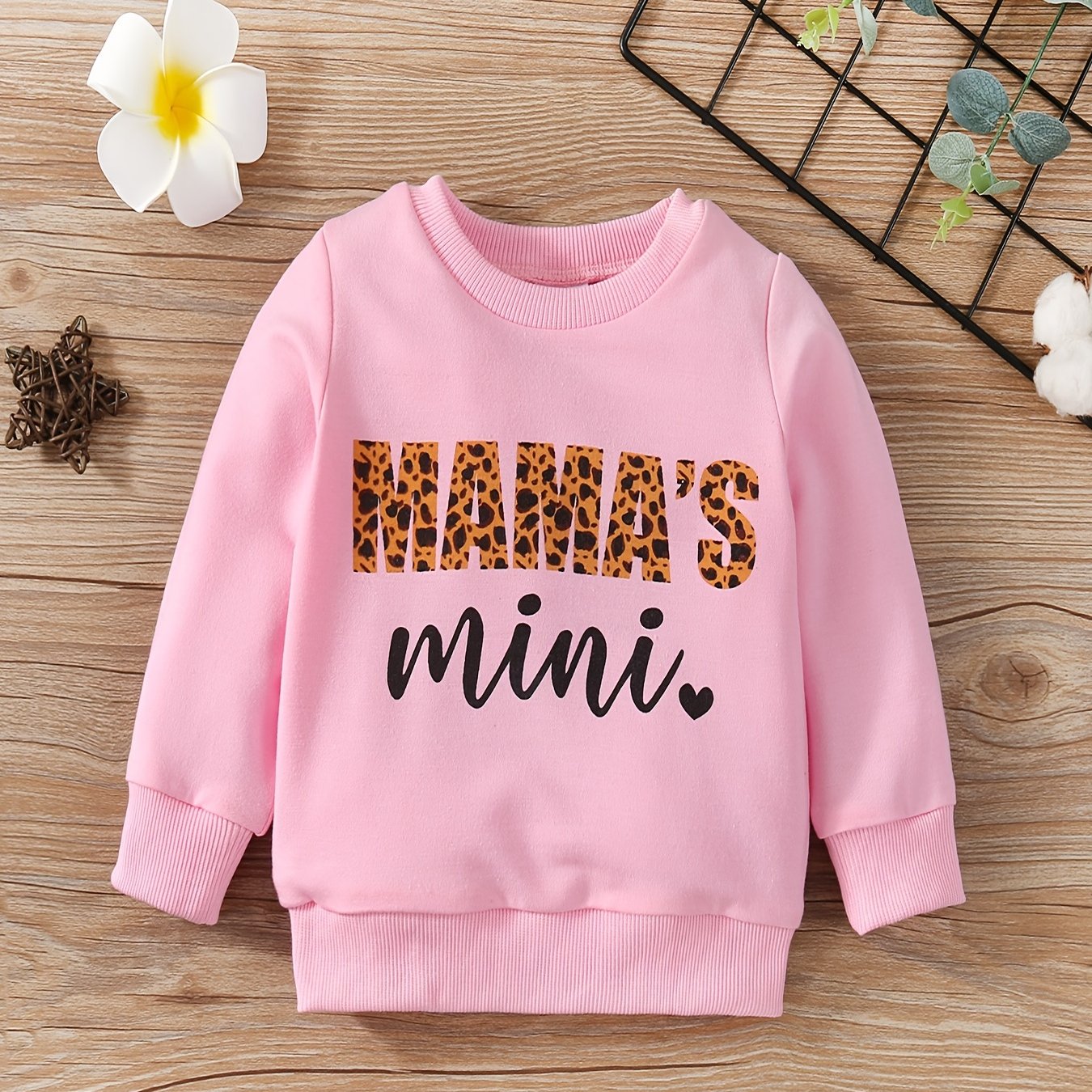 Girls Alphabet Printed Sweatshirt Round Neck Pullover