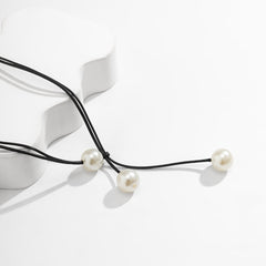 Freshwater Pearl Leather Rope Necklace