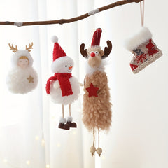 Christmas Plush Angel Doll Santa Claus Snowman Reindeer Small Pendant