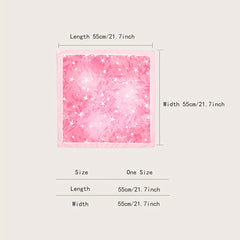 Pink Stars Print Bandana Casual Square Scarf Women Neckerchief Head Wrap