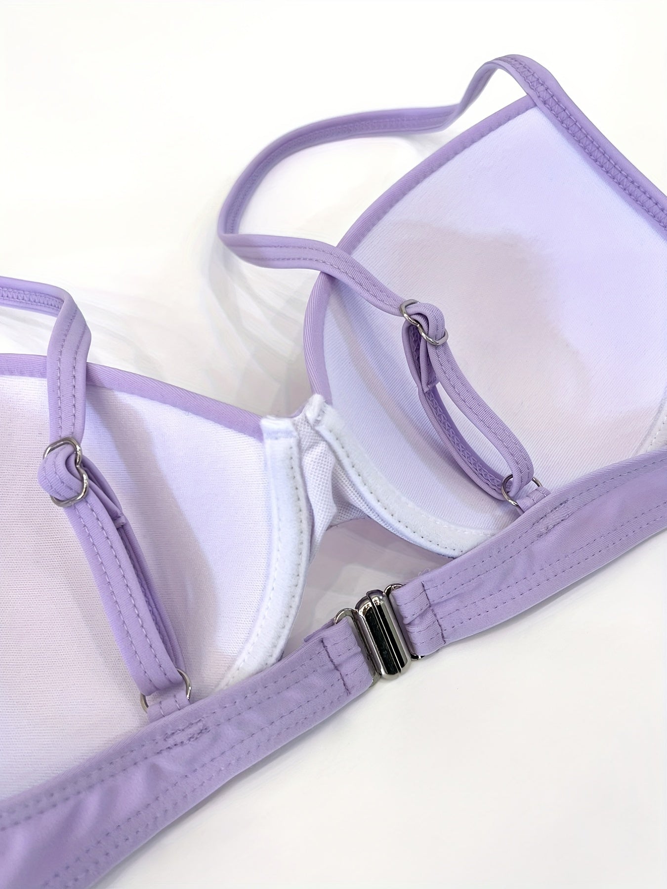 Purple V Neck Bikini Set Backless High Waisted Two Piece Swimsuit Women's Swimwe