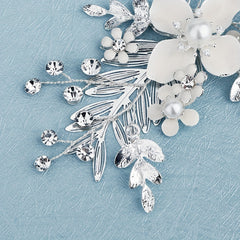 Flower Charm Hair Pin Rhinestone & Pearl Headwear Bridal Wedding Accessory