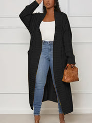 Cable Knit Open Front Cardigan with Pockets