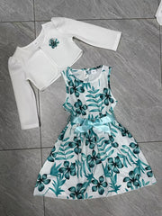 2pcs Boho Floral Dress And Cardigan Set For Little Girls Kids Casual Dresses