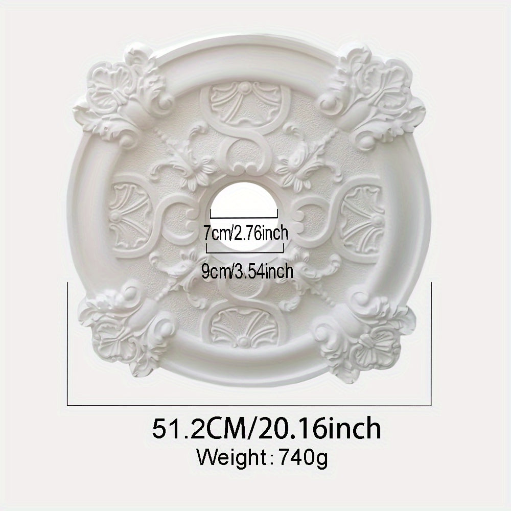 1pc PU Round Carved Lamp Holder Gypsum Ceiling Disc Shape Lamp Plate