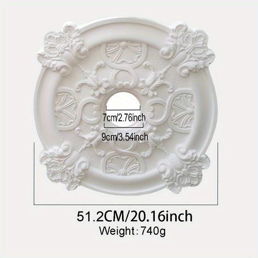 1pc PU Round Carved Lamp Holder Gypsum Ceiling Disc Shape Lamp Plate
