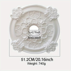 1pc PU Round Carved Lamp Holder Gypsum Ceiling Disc Shape Lamp Plate
