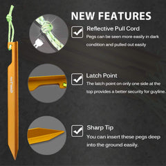 GeerTop 10 Pack Aluminum Tent Stakes Heavy Duty Metal Pegs