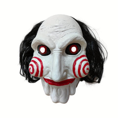 Men's Halloween Saw Mask Horror Billy Puppet Scary Clown Full Head Mask Latex