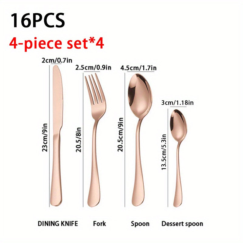 16pcs Stainless Steel Silverware Cutlery Set for Home Use