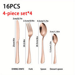 16pcs Stainless Steel Silverware Cutlery Set for Home Use