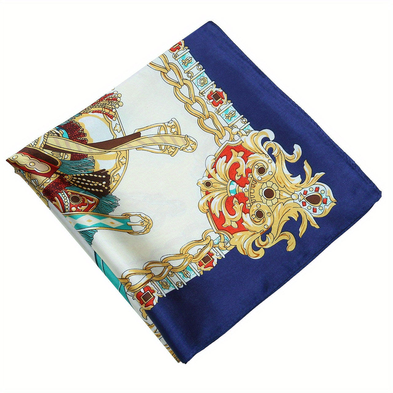 Boho Square Scarf Classic Block Silk Shawl Neckerchief Bandana