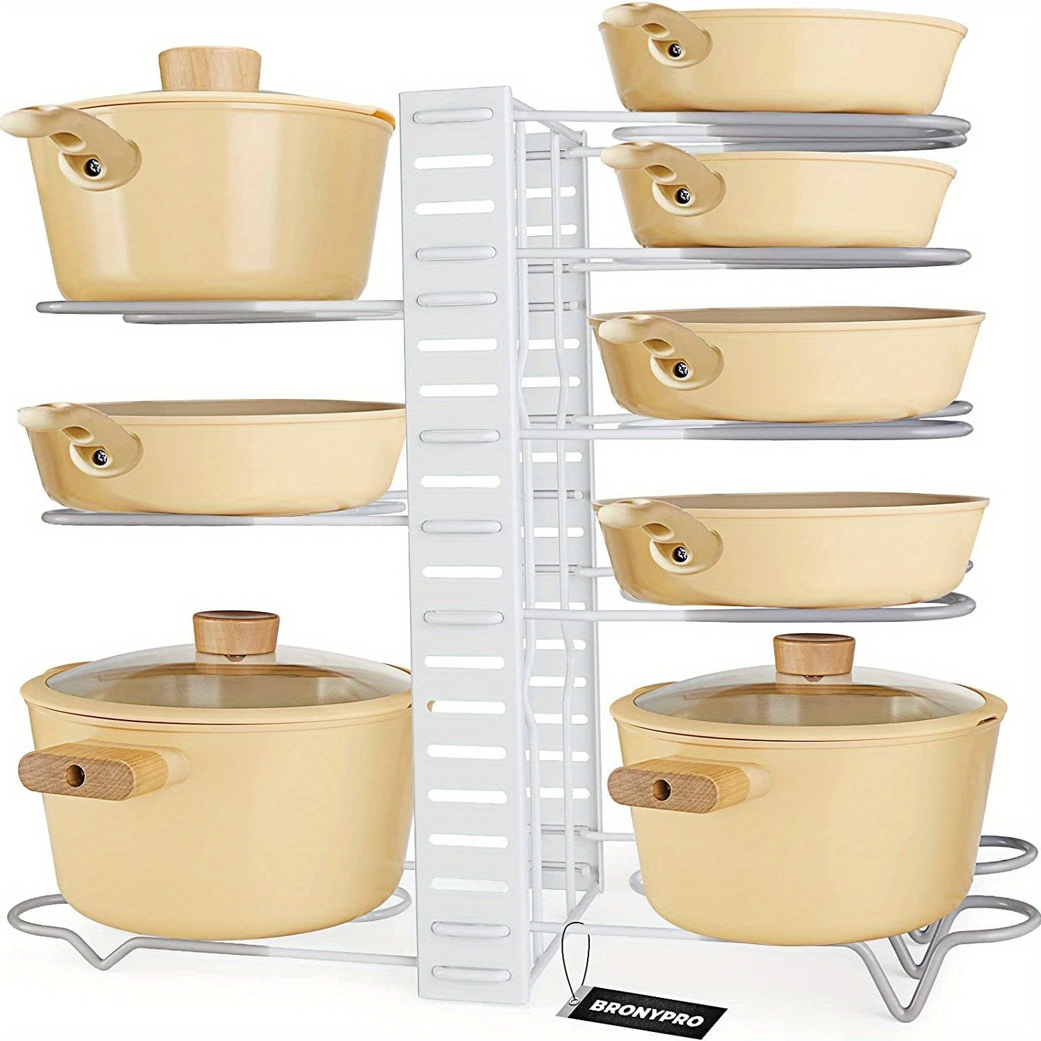 Adjustable Pots and Pans Organizer 8 Slots Rustproof