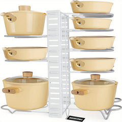 Adjustable Pots and Pans Organizer 8 Slots Rustproof