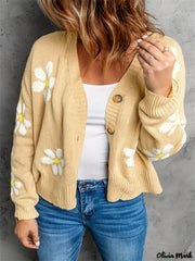 Floral Print Button Up Long Sleeve Cardigan