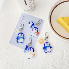 Cartoon Penguin Acrylic Keychain Double Sided Bag Pendant