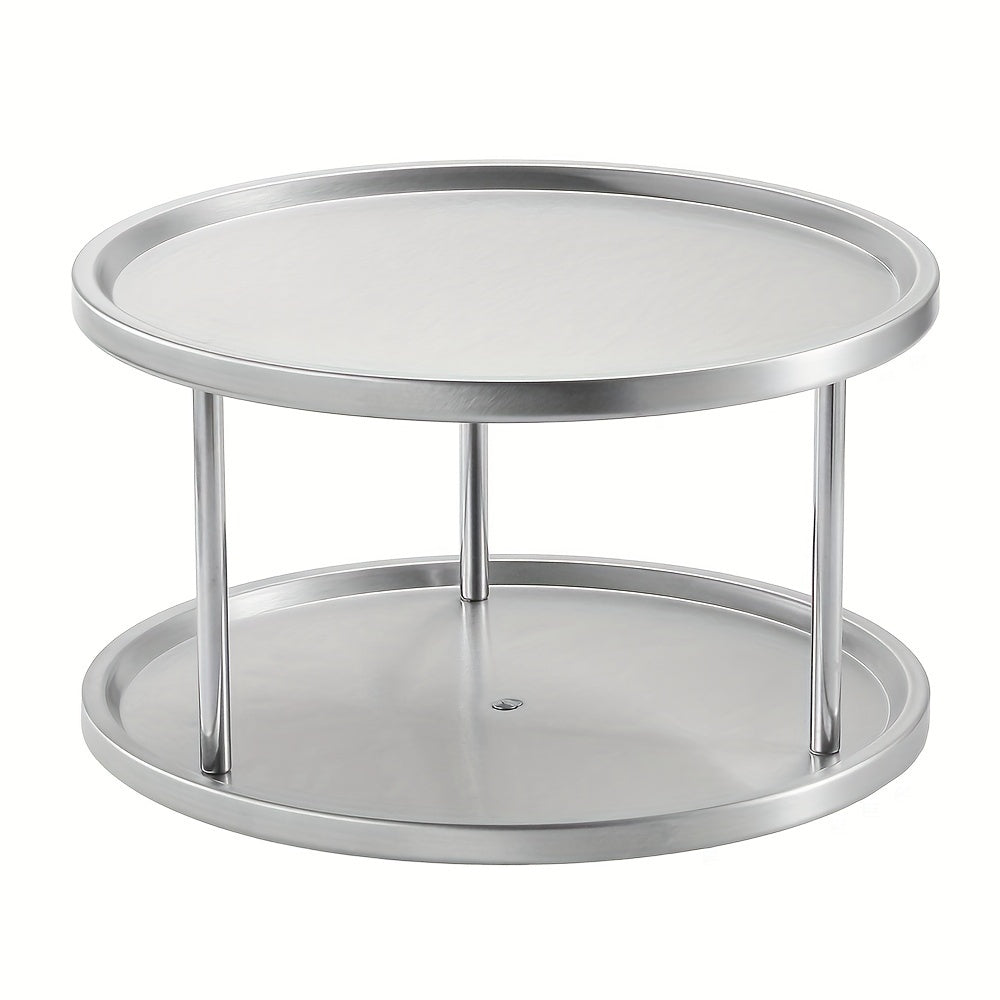 2 Tier Non Slip Seasoning Rack Turntable 360 Degree Rotating Organizer
