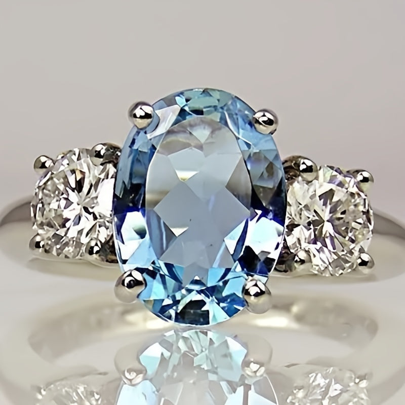 Large Oval Zircon Women's Ring Banquet Party Accessories