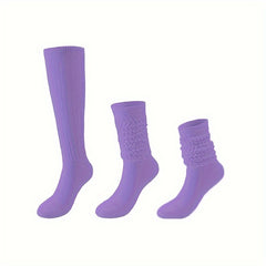 Solid Calf Socks Knee High Stockings Women's Hosiery