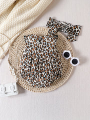 2pcs Newborn Leopard Print Romper & Headband Set