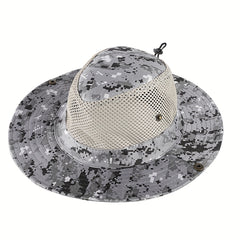 Camouflage Mesh Bucket Hat Wide Brim UV Protection Sun Hat
