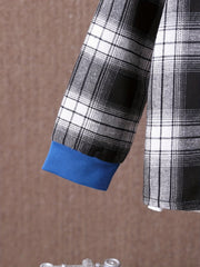 Boy's Plaid Hooded Shirt & Sweatpants Set for Spring Fall