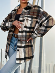 Plaid Print Long Sleeve Button Up Shirt Top
