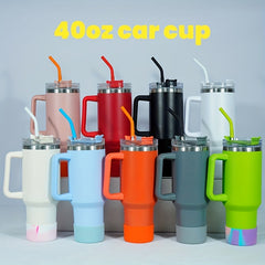 40OZ Stainless Steel Water Bottle with Straw Brush and Silicone Cover