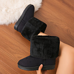 Women's Fleece Lined Winter Snow Boots Anti Slip Mid Calf Boots