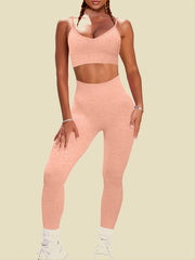 2pcs Women's Seamless Sports Bra & High Waisted Leggings