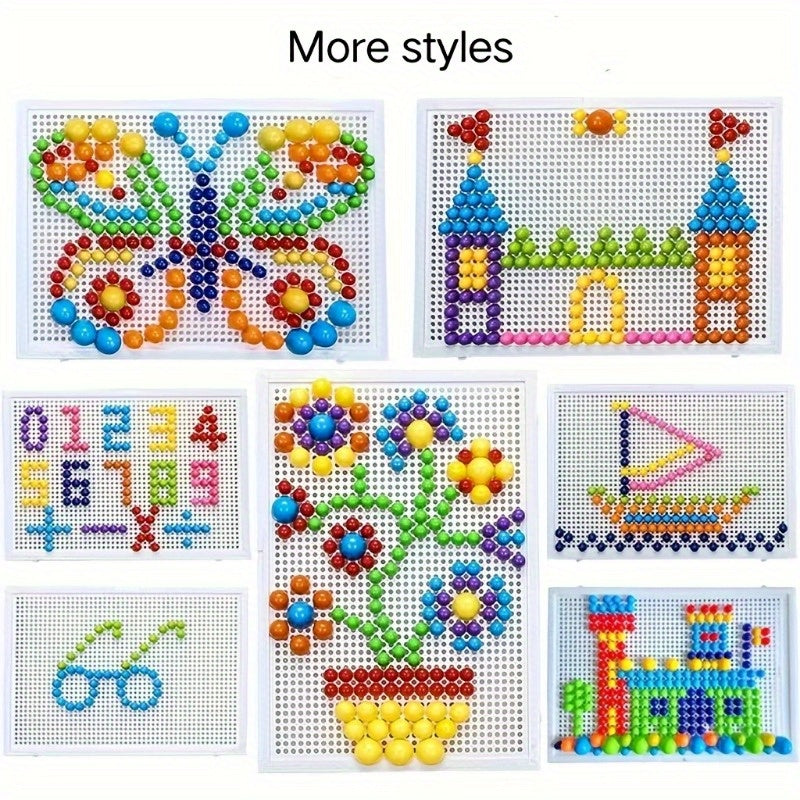 Colorful Mushroom Nail Puzzle Toy DIY Assembly Kit