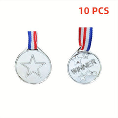 10pcs Gold Plastic Award Medals for Sports, Talent Show, Spelling