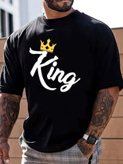 KING Print Men's Graphic Crew Neck Tee Casual Comfy Tshirt for Summer