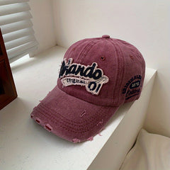 Letter Embroidery Patch Baseball Cap Vintage Washed Distressed Sun Hat