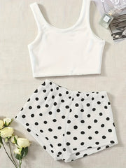 Fuzzy Fleece Pajama Set with Polka Dot Shorts
