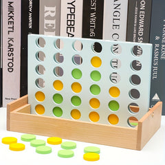 Wooden Connect 4 Classic Grid Row Game for 2 Players - Kids & Adults