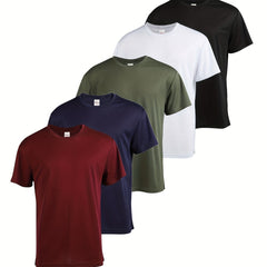 5pcs Men's Quick Drying Moisture Wicking T Shirt for Outdoor Gym Running Fitness