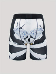 Men's Skull Graphic Boxer Shorts High Stretch Elastic Waist Beach Shorts