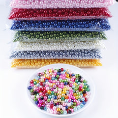 50pcs Pearl Acrylic Beads Round Shape Spacer Beads For DIY Jewelry Making