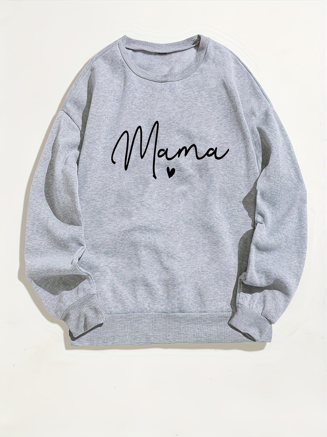 Mama Letter Print Pullover Sweatshirt for Fall & Winter Women's Clothing