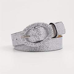 Sequin Sparkling Women Dress Belt Oval Pin Buckle Wide Belt