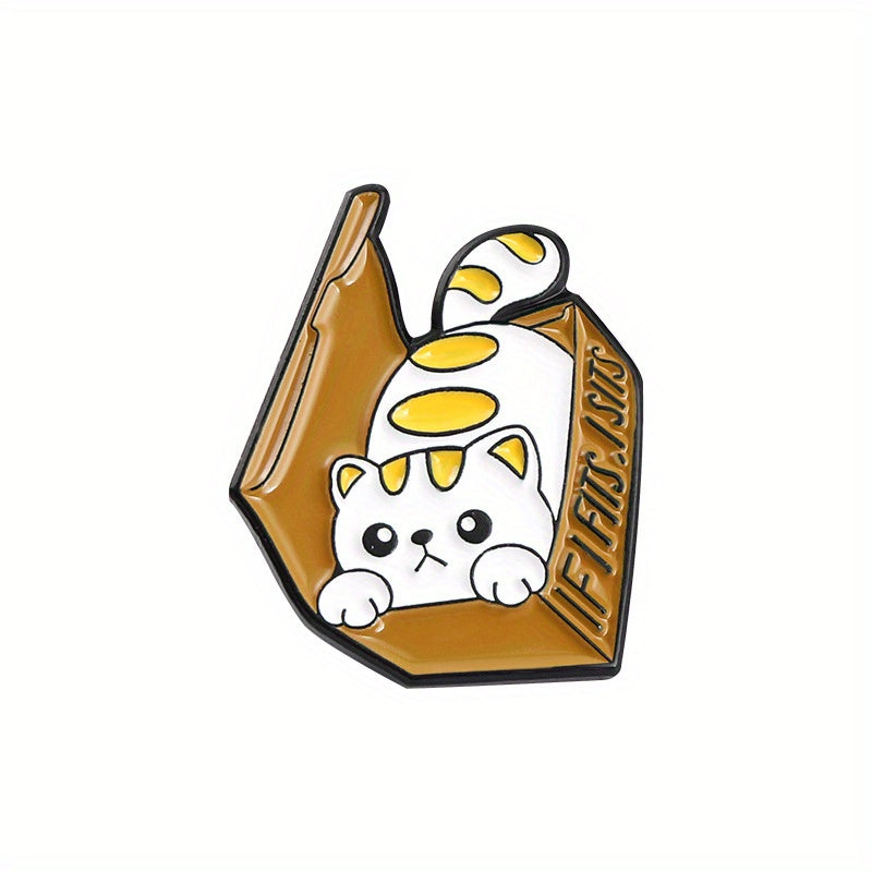 Cat Kitten Series Pin Badge in Box Shape Metal