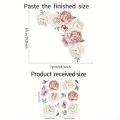 2pcs Peony Flower Wall Stickers Removable Waterproof Vinyl Wall Decals