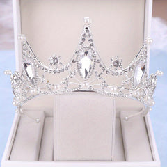 Baroque Style Bridal Tiara Headband with Faux Pearl Rhinestone Crown