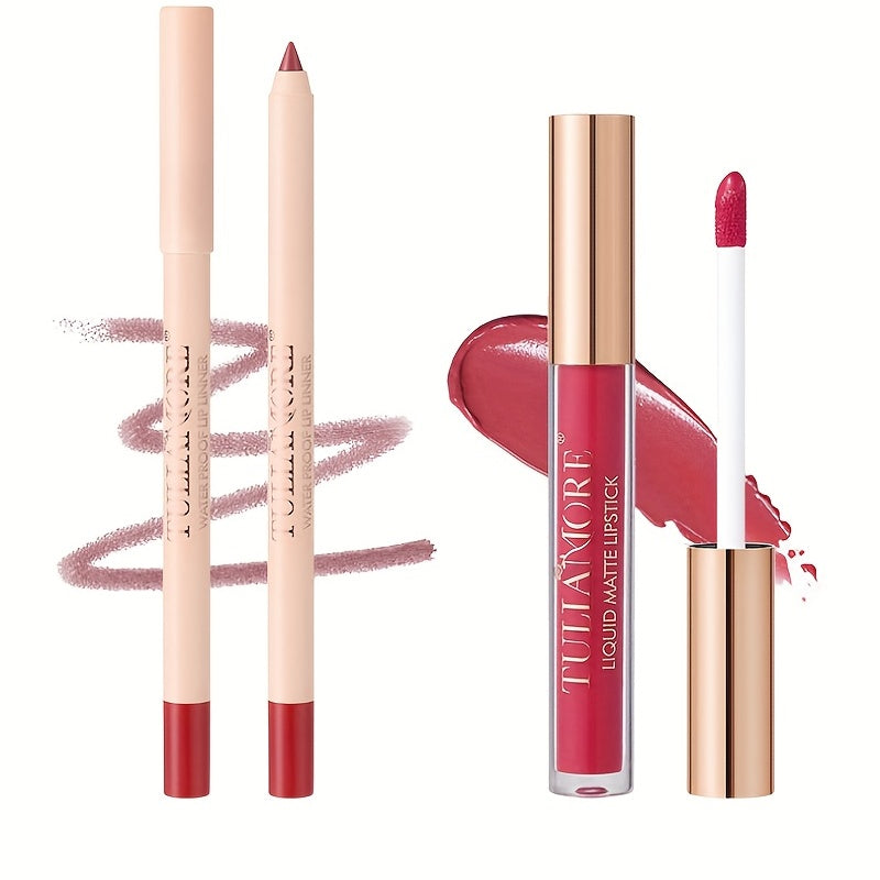 12 Colors Matte Lip Liner And Lipstick Makeup Set Liquid Lipstick 24H
