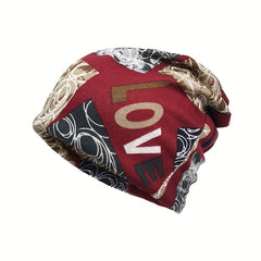Stitching Print Beanie Hat Stacking Hat Outdoor Cycling Unisex
