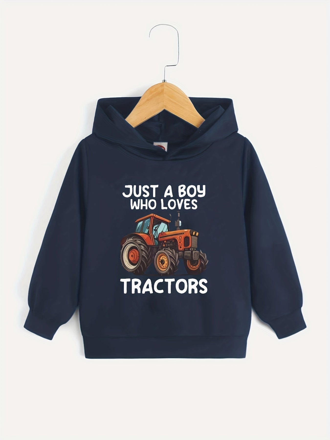 TRACTOR LOVER Print Boys Hooded Sweatshirt